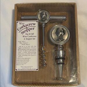 Wine Corkscrew & Stopper Set - Silver